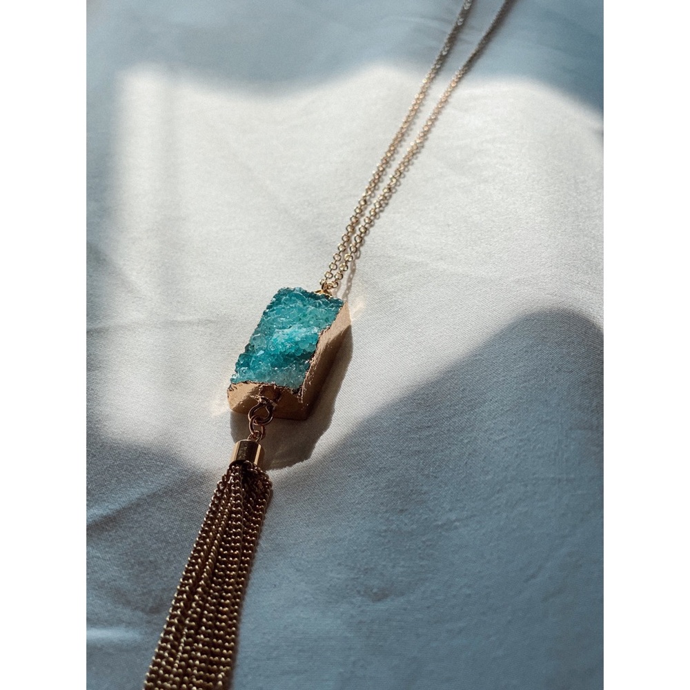 Elise M Carmela Druzy Stone Necklace - Light Blue